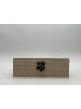 Unfinished Small Wood Craft Jewelry Trinket Box w/ Hinged Lid Front Clasp Latch